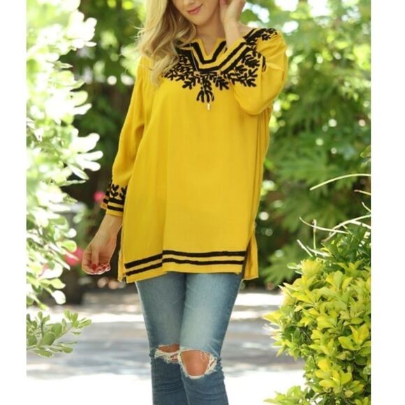 Yellow & Black Tunic - Women Ananda's Collection Size L # Z385 - Picture 4 of 6
